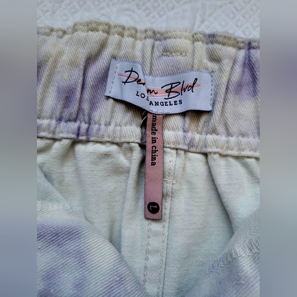 NWT Denim Blvd Women's 100% Cotton Skirt Belted Tie-Dye Off-White/Purple Large - Picture 9 of 14